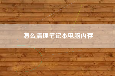 怎么清理笔记本电脑内存