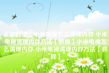 正在阅读：小米电视怎么清理内存 小米电视清理内存方法【教程】小米电视怎么清理内存 小米电视清理内存方法【教程】