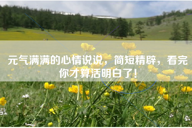 元气满满的心情说说，简短精辟，看完你才算活明白了！
