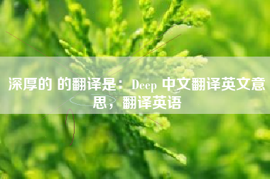 深厚的 的翻译是:Deep 中文翻译英文意思,翻译英语 深厚的 的翻译是:Deep 中文翻译英文意思,翻译英语