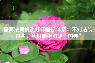 最高法何帆谈修订指标体系：不对法院排名，从机制上消除“内卷”