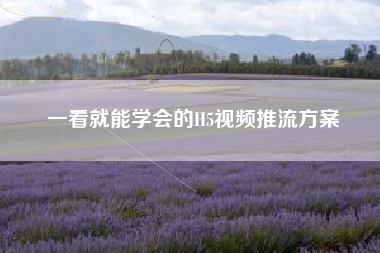 一看就能学会的H5视频推流方案