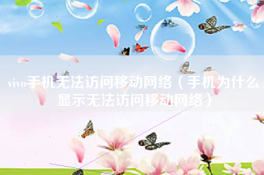 vivo手机无法访问移动网络（手机为什么显示无法访问移动网络）