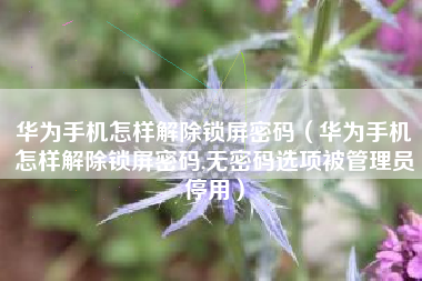 华为手机怎样解除锁屏密码（华为手机怎样解除锁屏密码,无密码选项被管理员停用）
