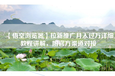 【悟空浏览器】拉新推广月入过万详细教程讲解，附官方渠道对接