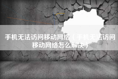 手机无法访问移动网络（手机无法访问移动网络怎么解决）