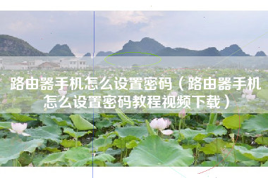 路由器手机怎么设置密码（路由器手机怎么设置密码教程视频下载）