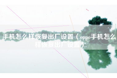 手机怎么样恢复出厂设置（oppo手机怎么样恢复出厂设置）