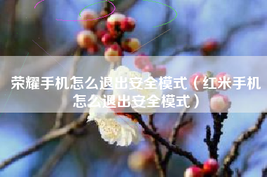 荣耀手机怎么退出安全模式（红米手机怎么退出安全模式）
