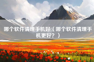 哪个软件清理手机好（哪个软件清理手机更好？）