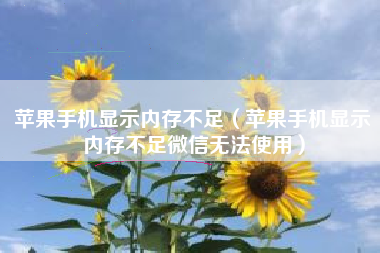 苹果手机显示内存不足（苹果手机显示内存不足微信无法使用）