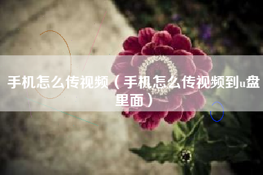 手机怎么传视频（手机怎么传视频到u盘里面）