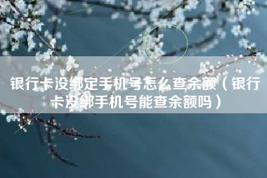 银行卡没绑定手机号怎么查余额（银行卡没绑手机号能查余额吗）