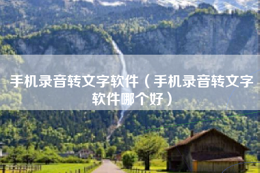 手机录音转文字软件（手机录音转文字软件哪个好）