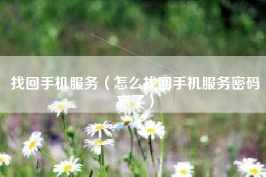 找回手机服务（怎么找回手机服务密码忘了）