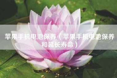 苹果手机电池保养（苹果手机电池保养和延长寿命）