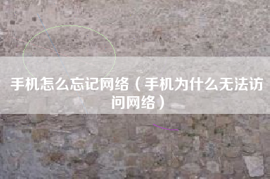 手机怎么忘记网络（手机为什么无法访问网络）