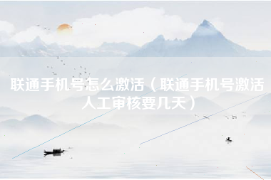联通手机号怎么激活（联通手机号激活人工审核要几天）