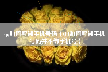 qq如何解绑手机号码（QQ如何解绑手机号码并不绑手机号）