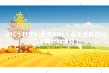 苹果手机如何合并照片（苹果手机如何合并照片和视频）