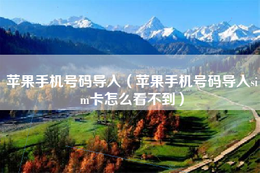 苹果手机号码导入（苹果手机号码导入sim卡怎么看不到）