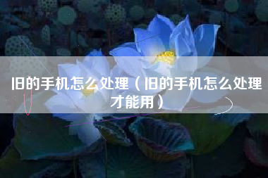 旧的手机怎么处理（旧的手机怎么处理才能用）