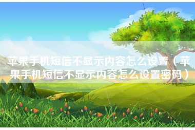 苹果手机短信不显示内容怎么设置（苹果手机短信不显示内容怎么设置密码）