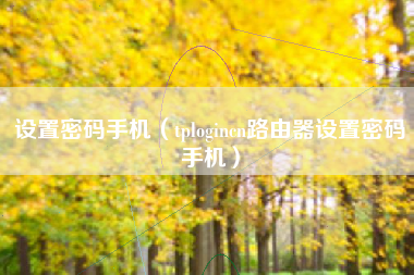 设置密码手机（tplogincn路由器设置密码手机）