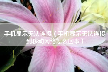 手机显示无法连接（手机显示无法连接到移动网络怎么回事）