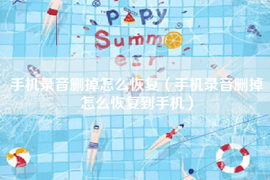 手机录音删掉怎么恢复（手机录音删掉怎么恢复到手机）