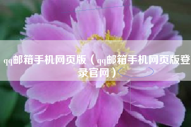 qq邮箱手机网页版（qq邮箱手机网页版登录官网）