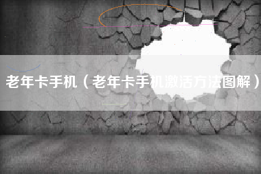 老年卡手机（老年卡手机激活方法图解）