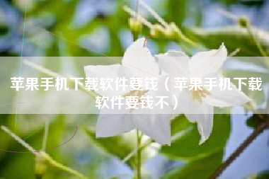 苹果手机下载软件要钱（苹果手机下载软件要钱不）