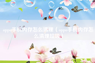 oppo手机内存怎么清理（oppo手机内存怎么清理垃圾）