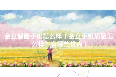 金立智能手机怎么样（金立手机质量怎么样？有哪些优点）