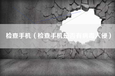 检查手机（检查手机是否有病毒入侵）