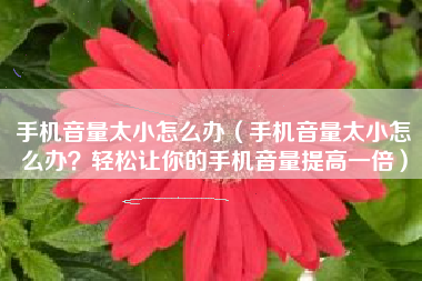 手机音量太小怎么办（手机音量太小怎么办？轻松让你的手机音量提高一倍）