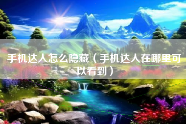 手机达人怎么隐藏（手机达人在哪里可以看到）