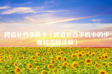 跨省补办手机卡（跨省补办手机卡的步骤和流程详解）