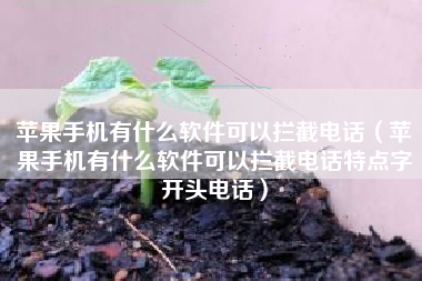 苹果手机有什么软件可以拦截电话（苹果手机有什么软件可以拦截电话特点字开头电话）