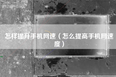 怎样提升手机网速（怎么提高手机网速度）