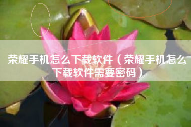 荣耀手机怎么下载软件（荣耀手机怎么下载软件需要密码）