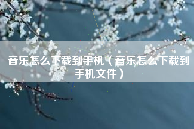 音乐怎么下载到手机（音乐怎么下载到手机文件）