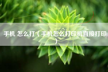 手机 怎么打（手机怎么打印机直接打印）