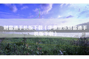 财富通手机版下载（华泰涨乐财富通手机版下载）