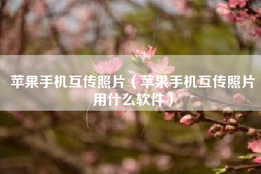 苹果手机互传照片（苹果手机互传照片用什么软件）