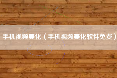 手机视频美化（手机视频美化软件免费）