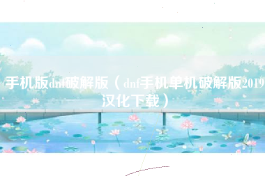 手机版dnf破解版（dnf手机单机破解版2019汉化下载）