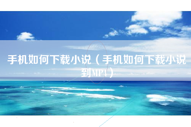 手机如何下载小说（手机如何下载小说到MP4）