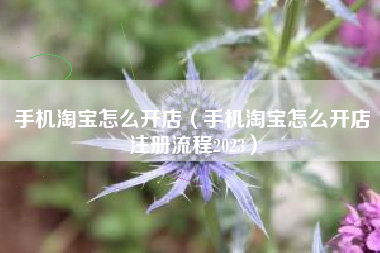 手机淘宝怎么开店（手机淘宝怎么开店注册流程2023）